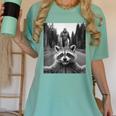 Scared Raccoon & Bigfoot Selfie Women's T-Shirt | Comfort Colors Chalky Mint