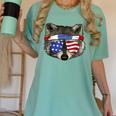 Women's Patriotic Raccoon T-Shirt - July 4th Comfort Colors Top Chalky Mint