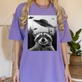 Alien UFO Raccoon Women's T-Shirt - Fun & Comfy Graphic Tee Violet
