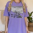 Alien UFO Raccoon Women's T-Shirt – Quirky Cosmic Style Violet
