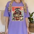 Raccoon Ramen Anime T-Shirt - Japanese Noodles Style for Women Violet