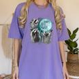 Raccoon Women's T-Shirt - Quirky Moon-Howling Trio | Comfort Colors Violet