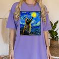 Starry Night Raccoon Art Women's T-Shirt - Van Gogh-Inspired Gift Violet