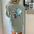 Raccoon Howling Moon Women's Comfort T-Shirt - Cursed Back Print Bay