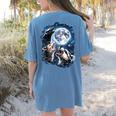 Animal Meme Women's T-Shirt - Moonlit Opossum & Raccoon Design Blue Jean