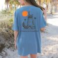 Everyday Is Trash Day Retro 90s Sunset Raccoon Trash Panda Women's Comfort Colors T-Shirt Back Print Blue Jean
