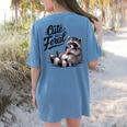 Feral Panda Raccoon Women's Comfort Tee - Cute Back Print Apparel Blue Jean