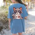 Raccoon & Cookie Design Women's Tee - Comfort Colors Back Print Blue Jean