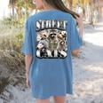 Raccoon Feral Retro Women's Summer Tee - Comfort Colors Back Print Blue Jean