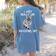 Raccoon Love T-Shirt - Women's Comfort Colors - Fun Back Print Blue Jean