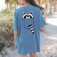 Raccoon Trash Panda | Women's Comfort Colors T-Shirt - Cartoon Back Print Blue Jean