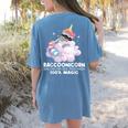 Raccoonicorn Raccoon Lover Women's T-Shirt – Fun Back Print Blue Jean