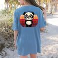 Retro Panda Pool Party T-Shirt - Women's Back Print Comfort Blue Jean
