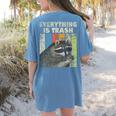Retro Raccoon Lover Women's Camping T-Shirt | Comfy Back Print Blue Jean