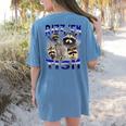 Rizz Em with Tism Raccoon Meme Women's T-Shirt - Fun Back Print Blue Jean