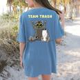 Team Trash Opossum Raccoon Rat Animals Garbage Gang Short Sleeve Women's Comfort Colors T-Shirt Back Print Blue Jean