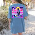 Vaporwave Raccoon Retrowave Synthwave Raccoon Meme Women's Comfort Colors T-Shirt Back Print Blue Jean