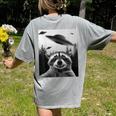 Alien UFO Raccoon Women's T-Shirt - Space-Themed Casual Wear Grey