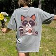 Raccoon & Cookie Design Women's Tee - Comfort Colors Back Print Grey