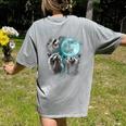Raccoon Howling Moon Women's Comfort T-Shirt - Cursed Back Print Grey