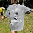 Raccoon Love T-Shirt - Women's Comfort Colors - Fun Back Print Grey