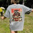 Raccoon Ramen Anime Women's T-Shirt | Cute Japanese Back Print Grey