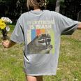 Retro Raccoon Lover Women's Camping T-Shirt | Comfy Back Print Grey