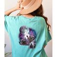 Raccoon Moonlight Women's T-Shirt - Cozy Back Print Unisex Style Chalky Mint