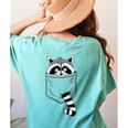 Raccoon Trash Panda | Women's Comfort Colors T-Shirt - Cartoon Back Print Chalky Mint