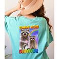 Tummy Ache Survivor Raccoon Women's T-Shirt - Small Back Print Comfort Chalky Mint