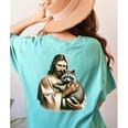 Vintage Distressed Jesus Hugging Raccoon Raccoon Lover Women's Comfort Colors T-Shirt Back Print Chalky Mint