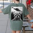 Alien UFO Raccoon Women's T-Shirt - Space-Themed Casual Wear Moss