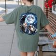 Animal Meme Women's T-Shirt - Moonlit Opossum & Raccoon Design Moss