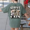 Raccoon Feral Retro Women's Summer Tee - Comfort Colors Back Print Moss