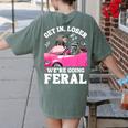 Raccoon Lover Women's Comfort Tee - Introvert Friendly Back Print Moss