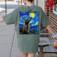 Raccoon Lover Women's T-Shirt - Starry Night Art Back Print Moss