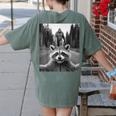 Raccoon & Sasquatch Selfie Women's T-Shirt - Fun Back Print Moss