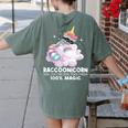 Raccoonicorn Raccoon Lover Women's T-Shirt – Fun Back Print Moss