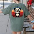 Retro Panda Pool Party T-Shirt - Women's Back Print Comfort Moss