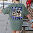 Rizz Em with Tism Raccoon Meme Women's T-Shirt - Fun Back Print Moss