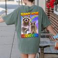 Tummy Ache Survivor Raccoon Women's T-Shirt - Small Back Print Comfort Moss