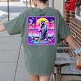 Vaporwave Raccoon Retrowave Synthwave Raccoon Meme Women's Comfort Colors T-Shirt Back Print Moss