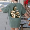 Vintage Distressed Jesus Hugging Raccoon Raccoon Lover Women's Comfort Colors T-Shirt Back Print Moss