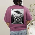 Alien UFO Raccoon Women's T-Shirt - Space-Themed Casual Wear Berry