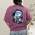 Animal Meme Women's T-Shirt - Moonlit Opossum & Raccoon Design Berry