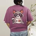 Raccoon & Cookie Design Women's Tee - Comfort Colors Back Print Berry