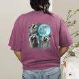 Raccoon Howling Moon Women's Comfort T-Shirt - Cursed Back Print Berry
