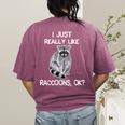 Raccoon Love T-Shirt - Women's Comfort Colors - Fun Back Print Berry