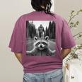 Raccoon & Sasquatch Selfie Women's T-Shirt - Fun Back Print Berry