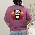 Retro Panda Pool Party T-Shirt - Women's Back Print Comfort Berry